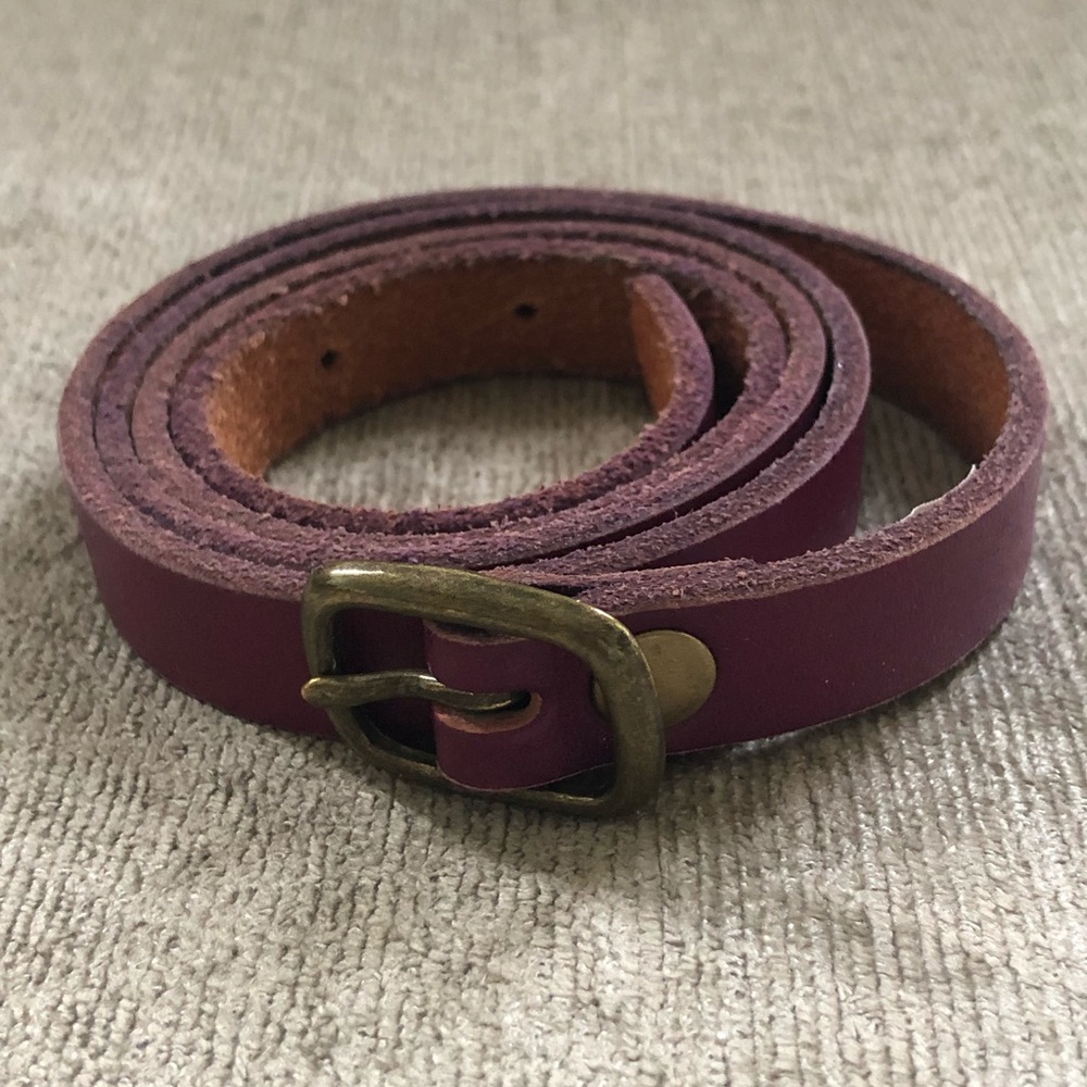 Purple leather skinny belt